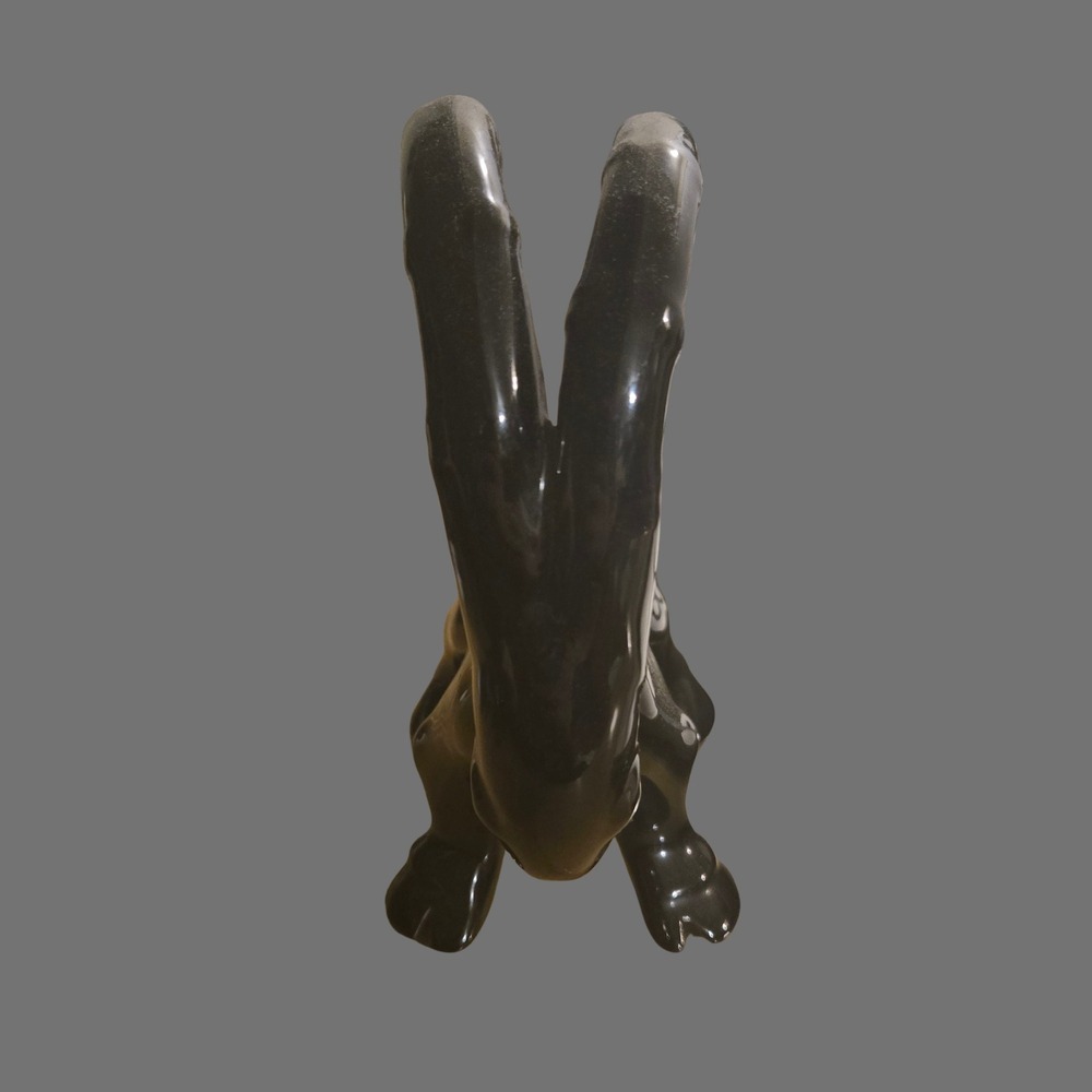 Vtg Royal Haeger Mid Century Modern Black Gloss Ceramic Ibex Ram bookend MCM set - Picture 8 of 11
